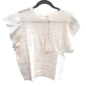 NWT Sundance Dylan Arun Breeze Sweater Large White Ruffle Sleeve Cotton Blend